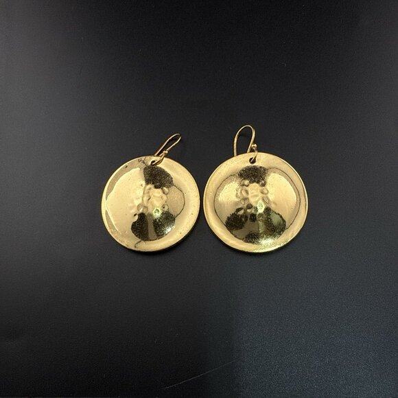 Robert Lee Morris Earrings RLM Bronze Disc Circle Round Modernist Sculptural QVC - Picture 6 of 11